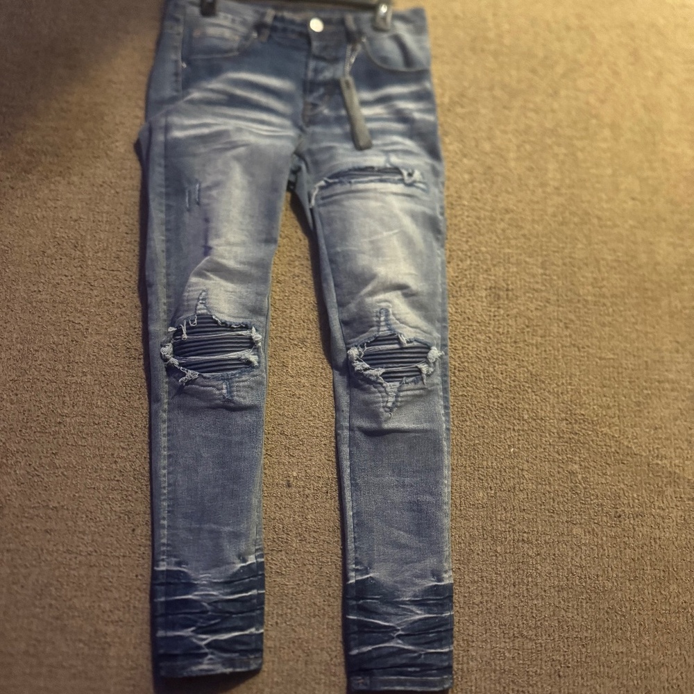 navy blue amiri jeans